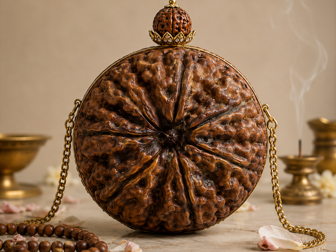 Sacred Rudra™  Handcrafted Rudraksha Couture Clutch