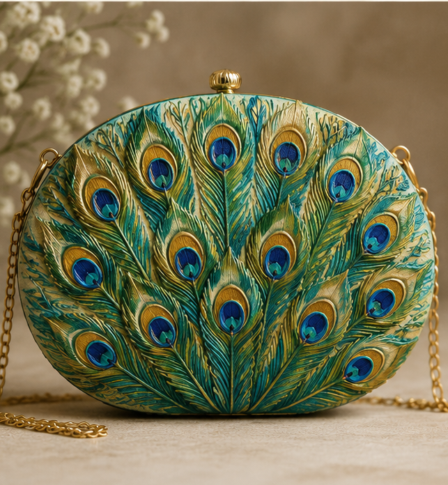 Asian Muse Art™Peacock Feather Clutch